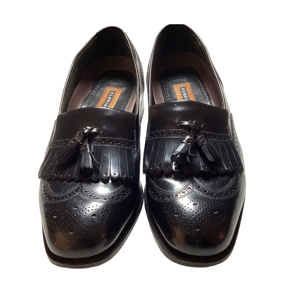 Florsheim Tassel Kiltie Loafers Mens 11 D Black Leather Wingtip Brogue Classic